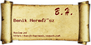 Benik Hermész névjegykártya